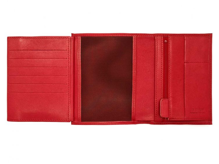Portefeuille luxe en cuir rouge - 15 cm - PM-019-01