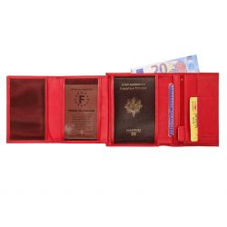 Portefeuille luxe en cuir rouge - 15 cm - PM-019-01