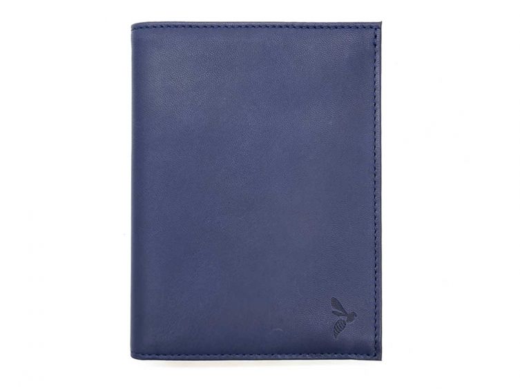 Portefeuille luxe en cuir bleu - 15 cm - PM-019-01