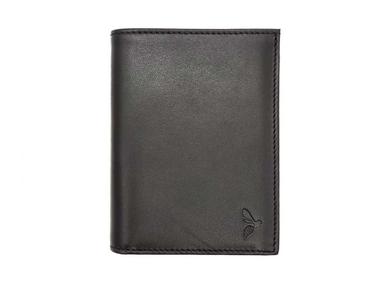 Portefeuille luxe en cuir noir - 13 cm - PM-028-01
