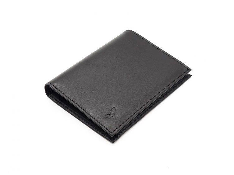 Portefeuille luxe en cuir noir - 13 cm - PM-028-01