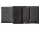 Portefeuille luxe en cuir noir - 13 cm - PM-028-01
