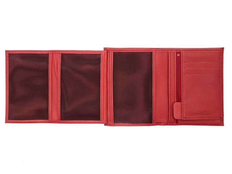 Portefeuille luxe en cuir rouge - 13 cm - PM-028-01