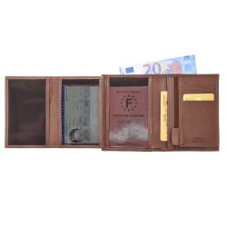Portefeuille luxe en cuir marron - 13 cm - PM-028-01