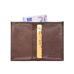 Porte-cartes minimaliste de luxe tout cuir marron 2 Cartes - PM-017-01 