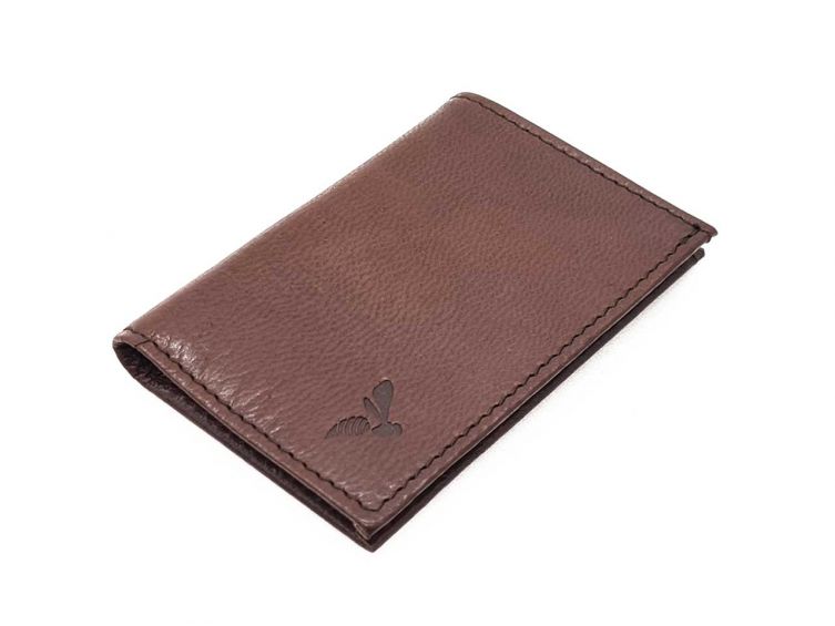 Porte-cartes minimaliste de luxe tout cuir marron 2 Cartes - PM-017-01 