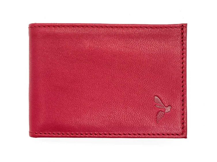 Porte monnaie à l'italienne de luxe 3 volets tout cuir fuchsia - PM-036-01
