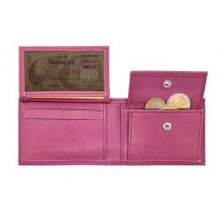 Porte monnaie à l'italienne de luxe 3 volets tout cuir rose lilas - PM-036-01