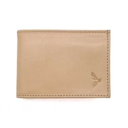 Porte monnaie à l'italienne de luxe 3 volets tout cuir nude - PM-036-01