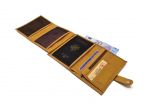 Portefeuille "Luxe" en cuir marron gold avec patte - 15 cm 4 volets - PM-020-01