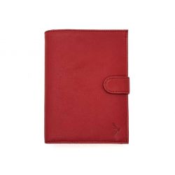 Portefeuille "Luxe" en cuir rouge avec patte - 15 cm 4 volets - PM-020-01
