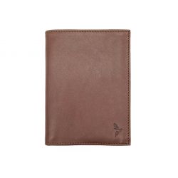 Portefeuille "Luxe" en cuir marron - 15 cm 4 volets - PM-019-01
