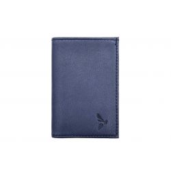Porte-cartes compact "Luxe" tout cuir bleu - PM-038-01