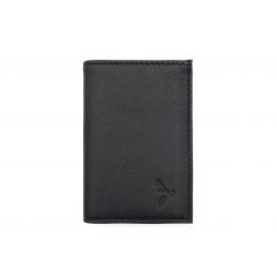 Porte-cartes compact "Luxe" tout cuir noir - PM-038-01