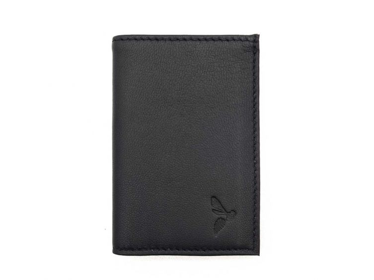 Porte-cartes compact "Luxe" tout cuir noir - PM-038-01