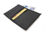 Porte-cartes compact "Luxe" tout cuir noir - PM-038-01