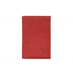 Porte-cartes compact "Luxe" tout cuir rouge - PM-038-01
