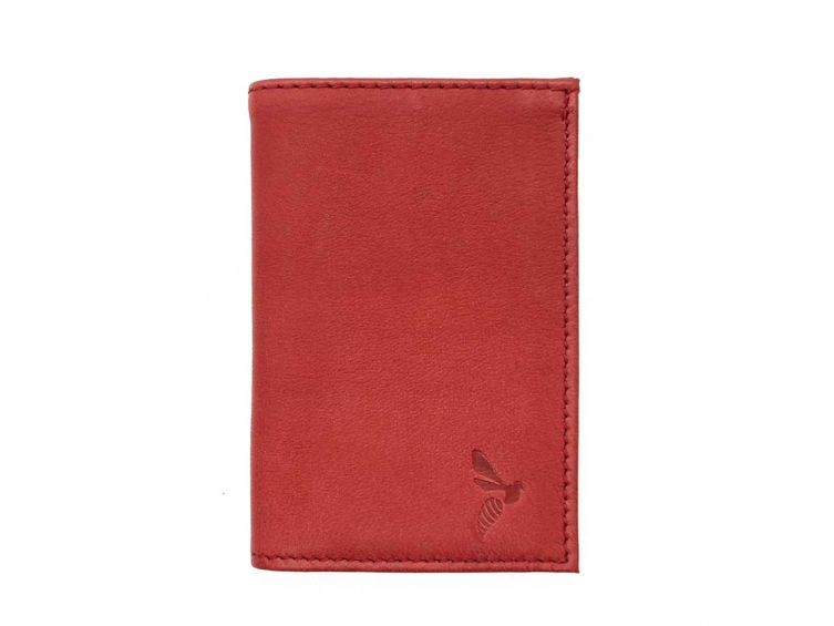 Porte-cartes compact "Luxe" tout cuir rouge - PM-038-01