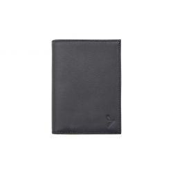 Portefeuille "Luxe" en cuir noir - 13 cm, 2 volets - PM-001-01