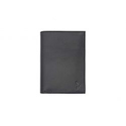 Portefeuille "Luxe" en cuir noir - 13 cm, 3 volets - PM-002-01