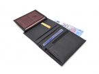 Portefeuille "Luxe" en cuir noir - 13 cm, 3 volets - PM-002-01