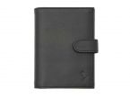 Portefeuille "Luxe" en cuir noir fermeture patte - 13 cm 4 volets - PM-016-01 