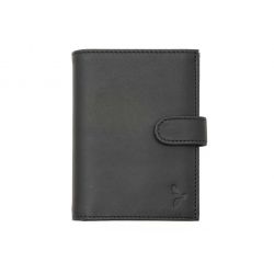 Portefeuille "Luxe" en cuir noir fermeture patte - 13 cm 4 volets - PM-016-01 