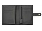 Portefeuille "Luxe" en cuir noir fermeture patte - 13 cm 4 volets - PM-016-01 