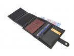 Portefeuille "Luxe" en cuir noir fermeture patte - 13 cm 4 volets - PM-016-01 