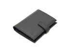 Portefeuille "Luxe" en cuir noir fermeture patte - 13 cm 4 volets - PM-016-01 