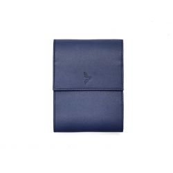 Porte chéquier "Luxe" tout cuir bleu - talon latéral - PM-030-01