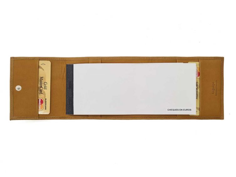 Porte chéquier "Luxe" tout cuir Gold - talon latéral - PM-030-01