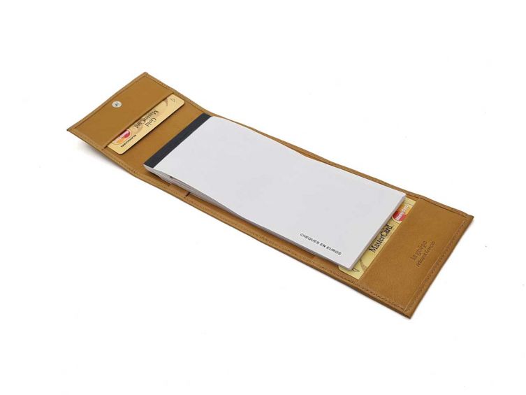 Porte chéquier "Luxe" tout cuir Gold - talon latéral - PM-030-01