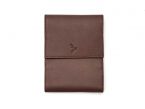 Porte chéquier "Luxe" tout cuir marron - talon latéral - PM-030-01