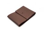 Porte chéquier "Luxe" tout cuir marron - talon latéral - PM-030-01