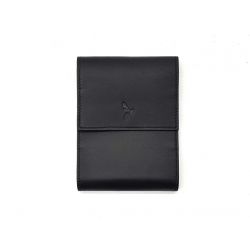 Porte chéquier "Luxe" tout cuir noir - talon latéral - PM-030-01