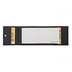 Porte chéquier "Luxe" tout cuir noir - talon latéral - PM-030-01