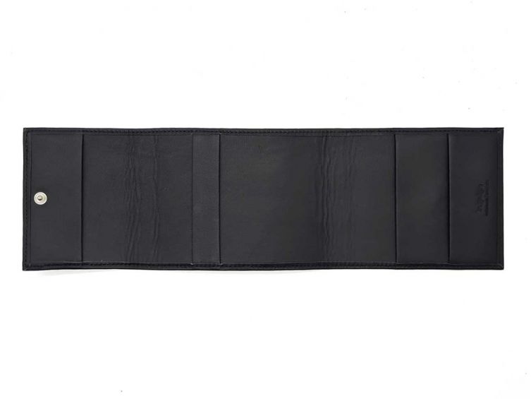 Porte chéquier "Luxe" tout cuir noir - talon latéral - PM-030-01