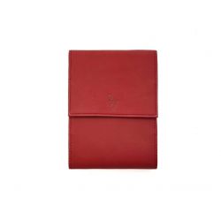 Porte chéquier "Luxe" tout cuir rouge - talon latéral - PM-030-01