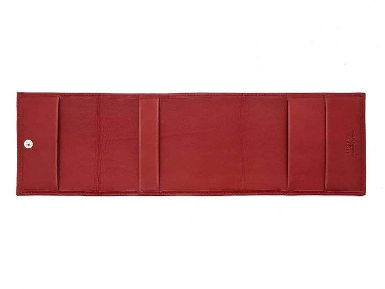Porte chéquier "Luxe" tout cuir rouge - talon latéral - PM-030-01