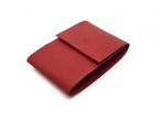 Porte chéquier "Luxe" tout cuir rouge - talon latéral - PM-030-01