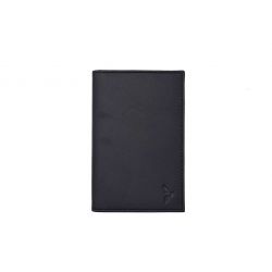 Protège passeport "Luxe" en cuir noir - simple 2 volets - PM-032-01
