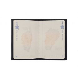 Protège passeport "Luxe" en cuir noir - simple 2 volets - PM-032-01
