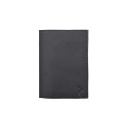 Protège passeport "Luxe" en cuir noir - avec porte billet avion - PM-033-01