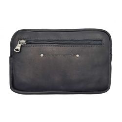 Sacoche à bandoulière double compartiment en cuir noir - 9400