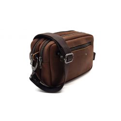 Sacoche à bandoulière double compartiment en cuir gold - 9400