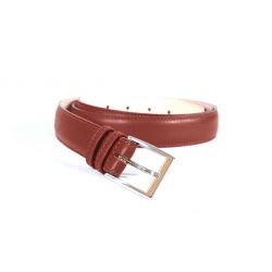 Ceinture cuir marron acajou, boucle rectangle acier poli 6051