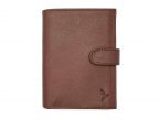 Portefeuille "Luxe" en cuir marron fermeture patte - 13 cm 4 volets - PM-016-01 