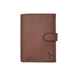 Portefeuille "Luxe" en cuir marron fermeture patte - 13 cm 4 volets - PM-016-01 