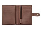 Portefeuille "Luxe" en cuir marron fermeture patte - 13 cm 4 volets - PM-016-01 